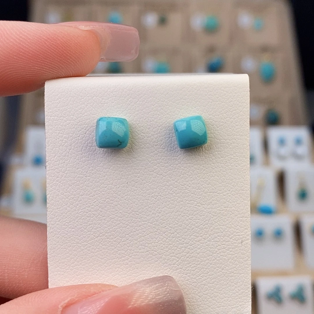 银S925镶嵌绿松石耳饰