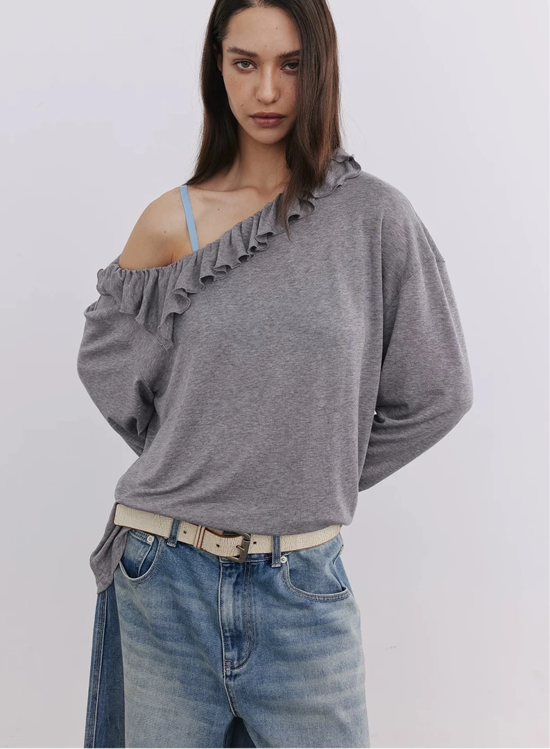 UHOO WU 异型领花边羊毛罩衫