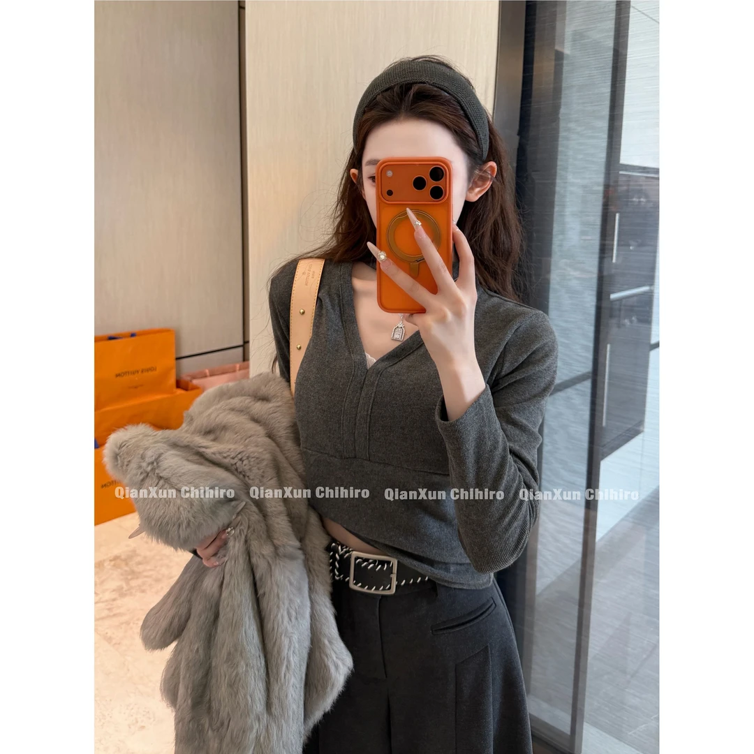 【千寻严选】秋冬时尚气质休闲修身显瘦减龄设计感上衣QXQ5SY7203A