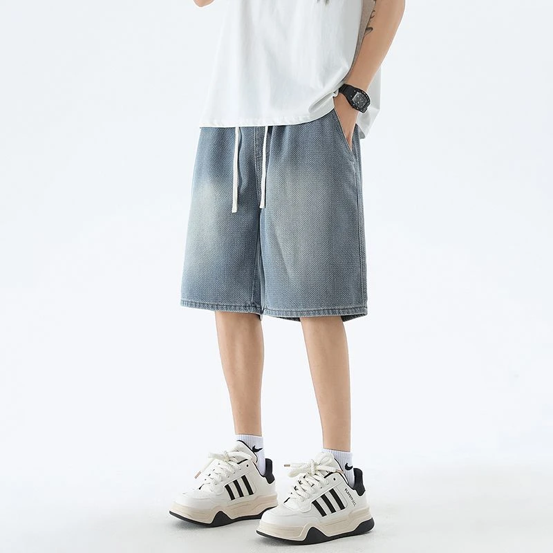 薄款夏季男士软牛仔星空纹短裤中裤男士休闲五分裤百搭牛仔短裤