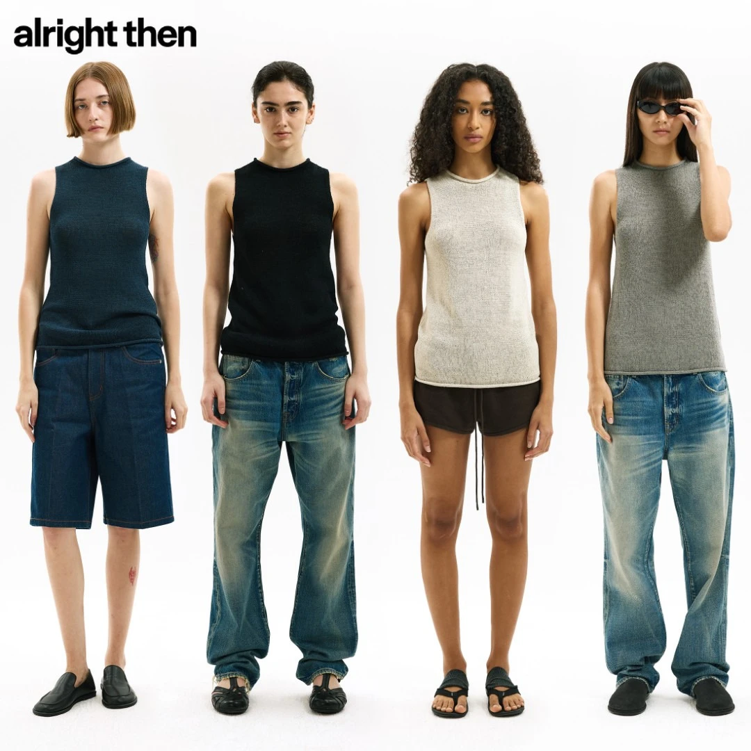 alright then四色亚麻棉感粗针织肌理颗粒半高领卷边毛织无袖背心