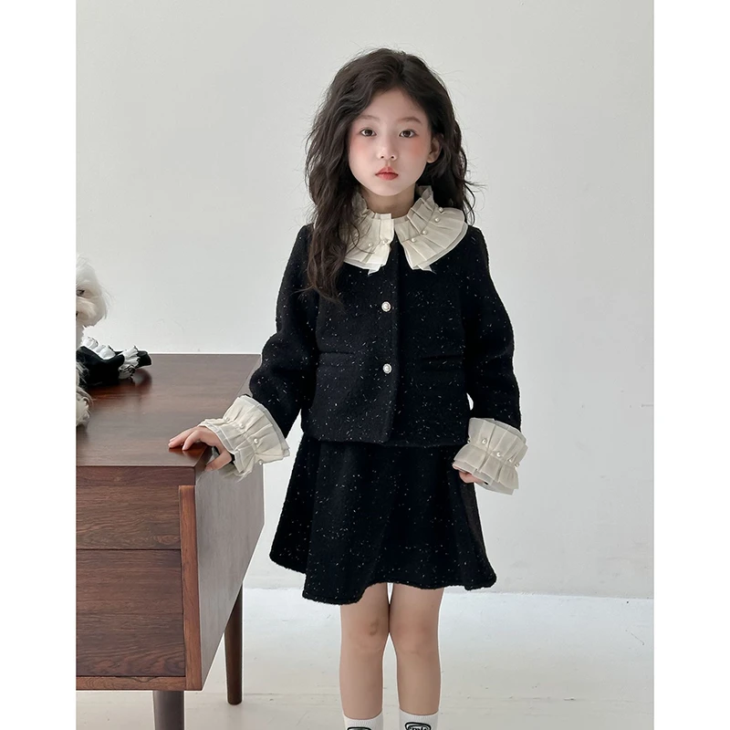 冬"山茶与寻"女童小香风加厚气质上衣+半身裙24567 49‘9’