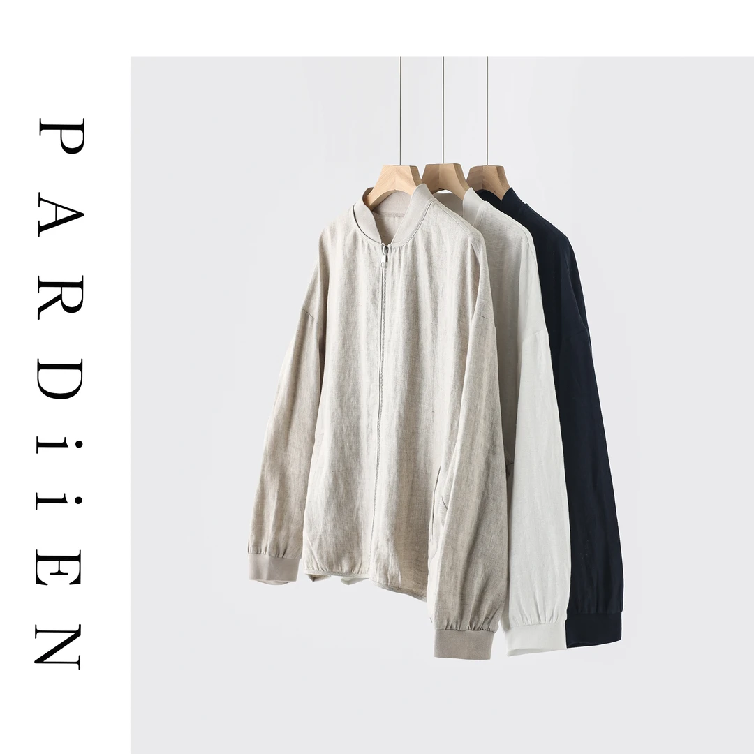 【北总严选】帕迪恩简约舒适亚麻棒球领外套7515