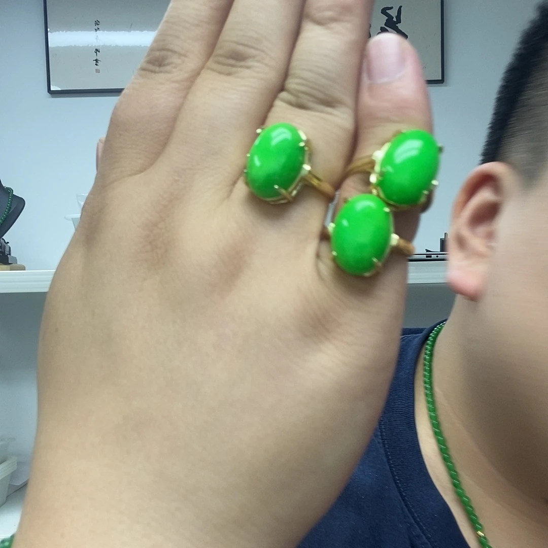 翡翠14K金镶嵌颈饰225戒指