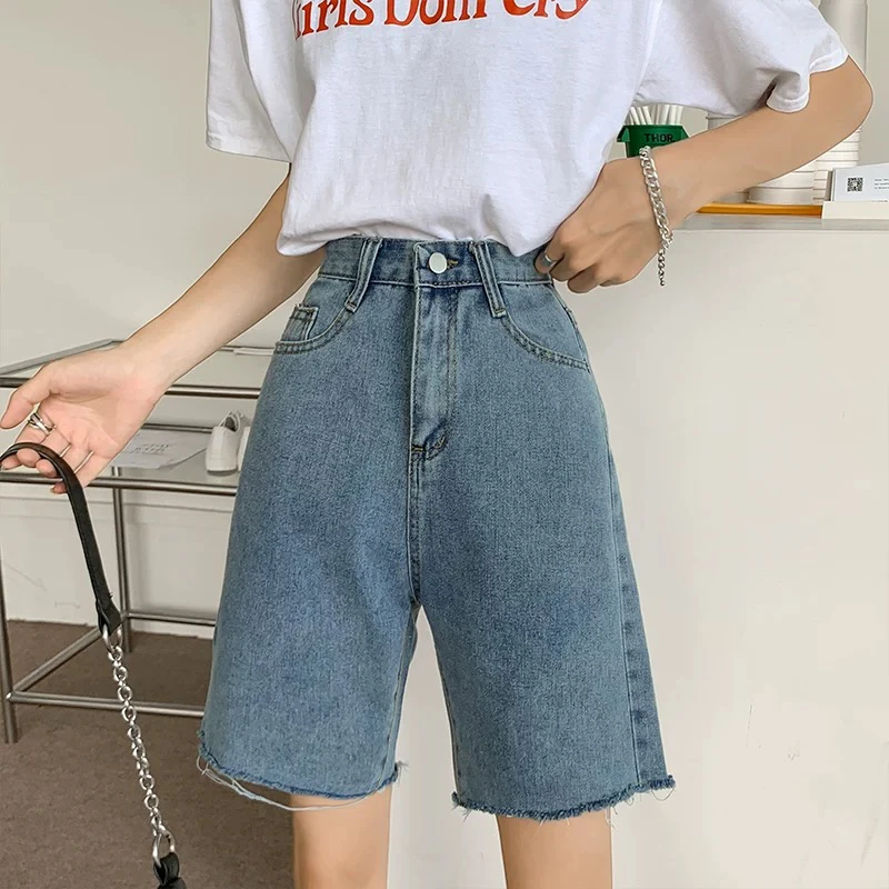 143#高腰A版阔腿五分牛仔裤301#