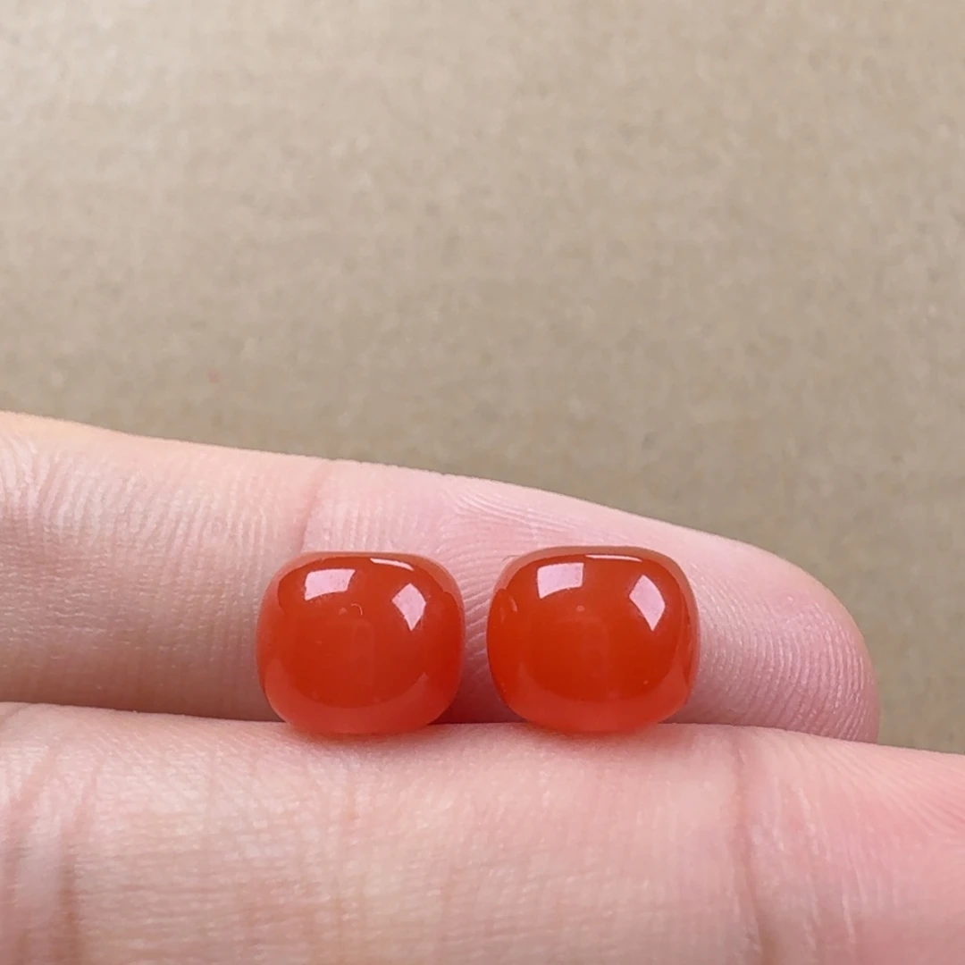 南红玛瑙未镶嵌老型对珠8.3*6.8/6.9