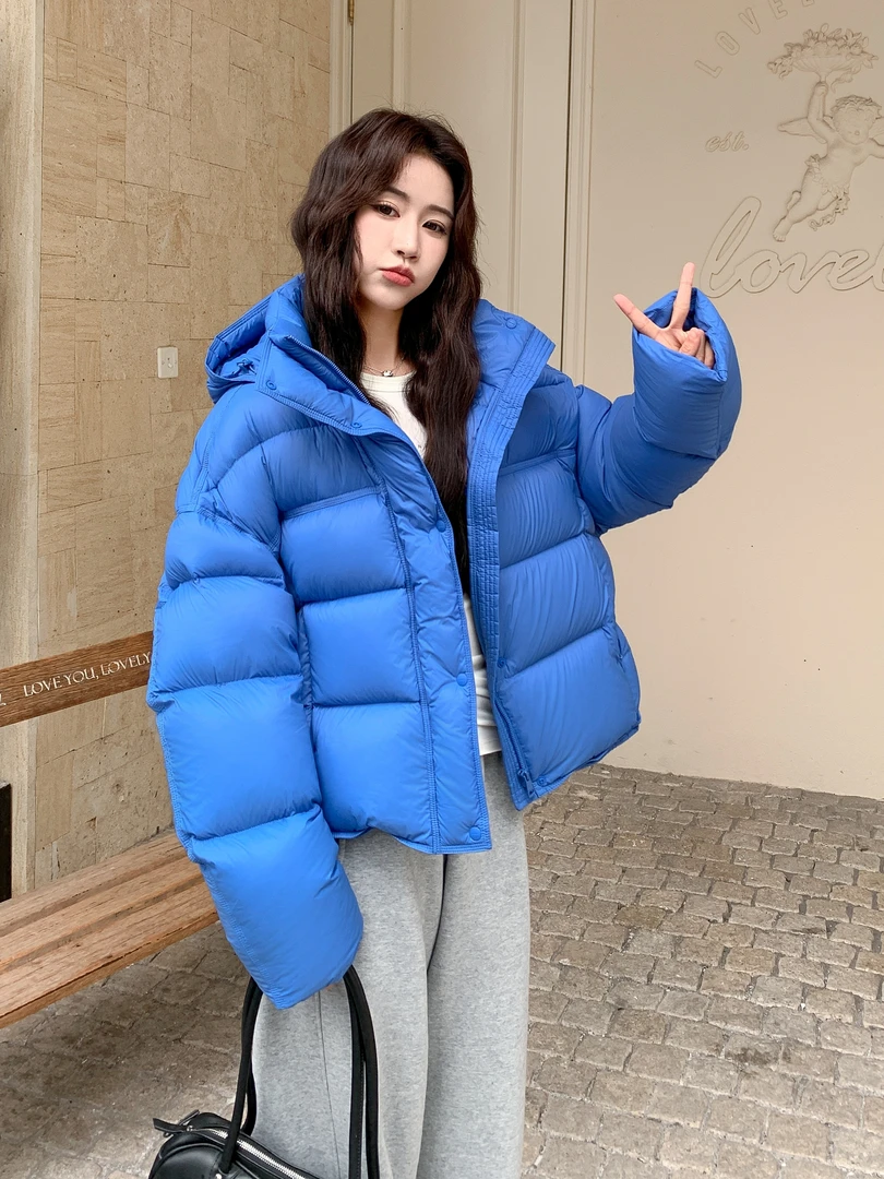 韩系短款连帽款棉服上衣女2025冬季新款立领面包服加厚保暖外套