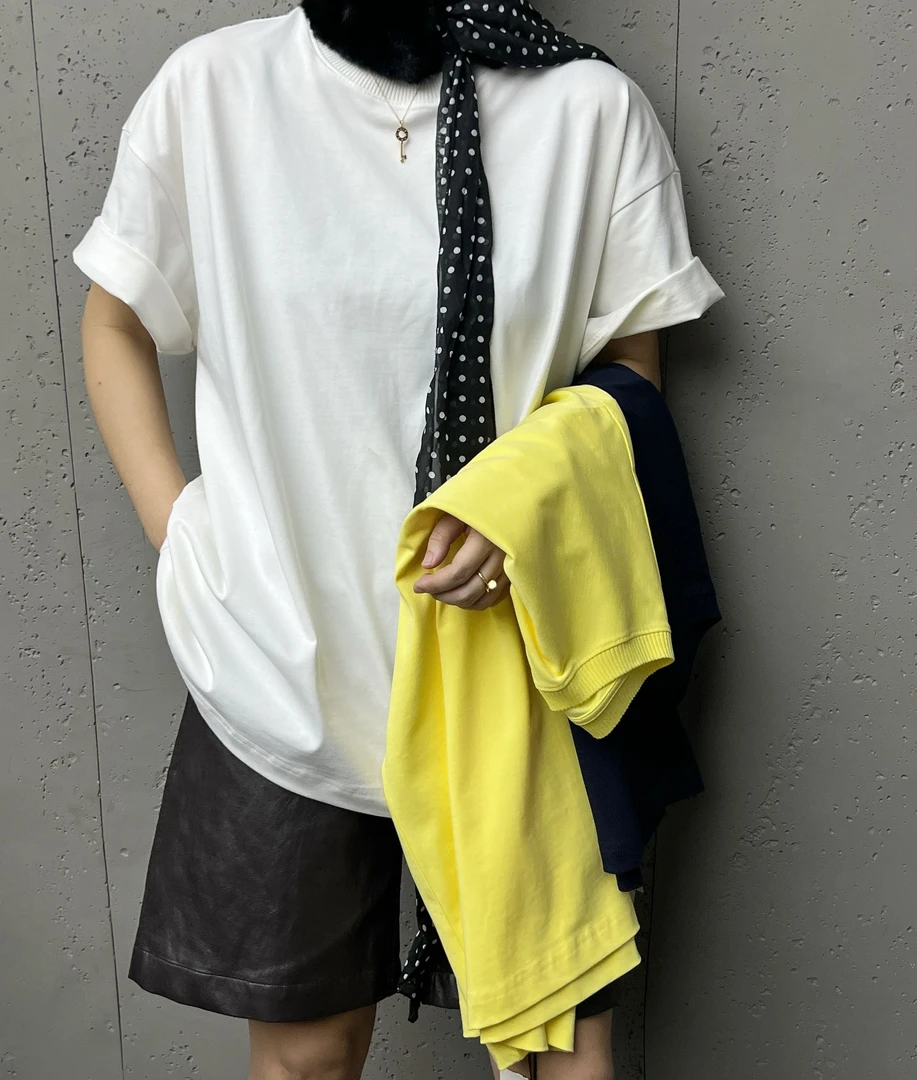 LY LAB 25秋冬【素颜】时尚高级简约素色宽松潮流纯棉半袖T恤73677