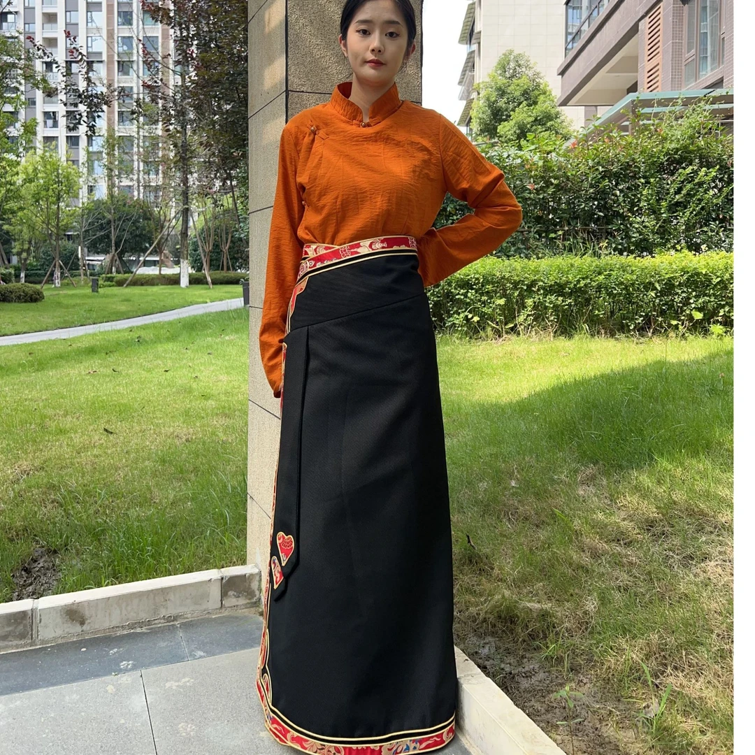 布森陀传统藏装藏袍百搭藏服日常藏袍民族风（单袖半身裙）