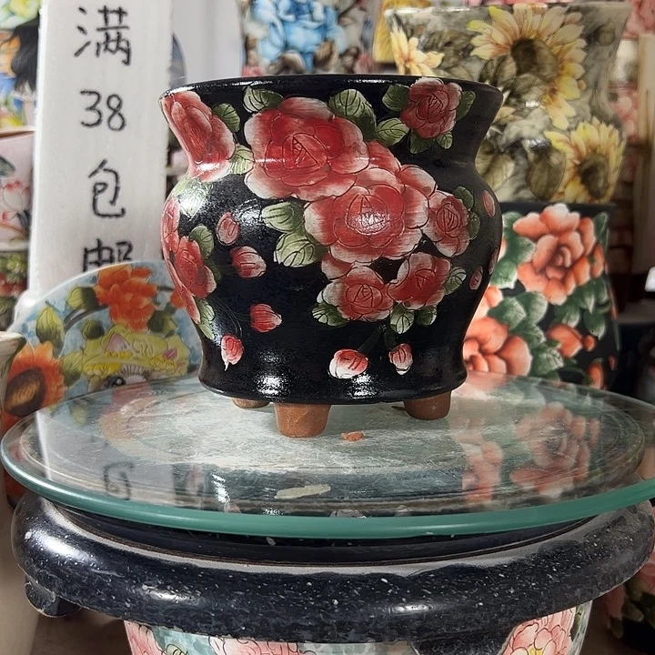 景德镇手绘花盆满38包邮偏远地区除外