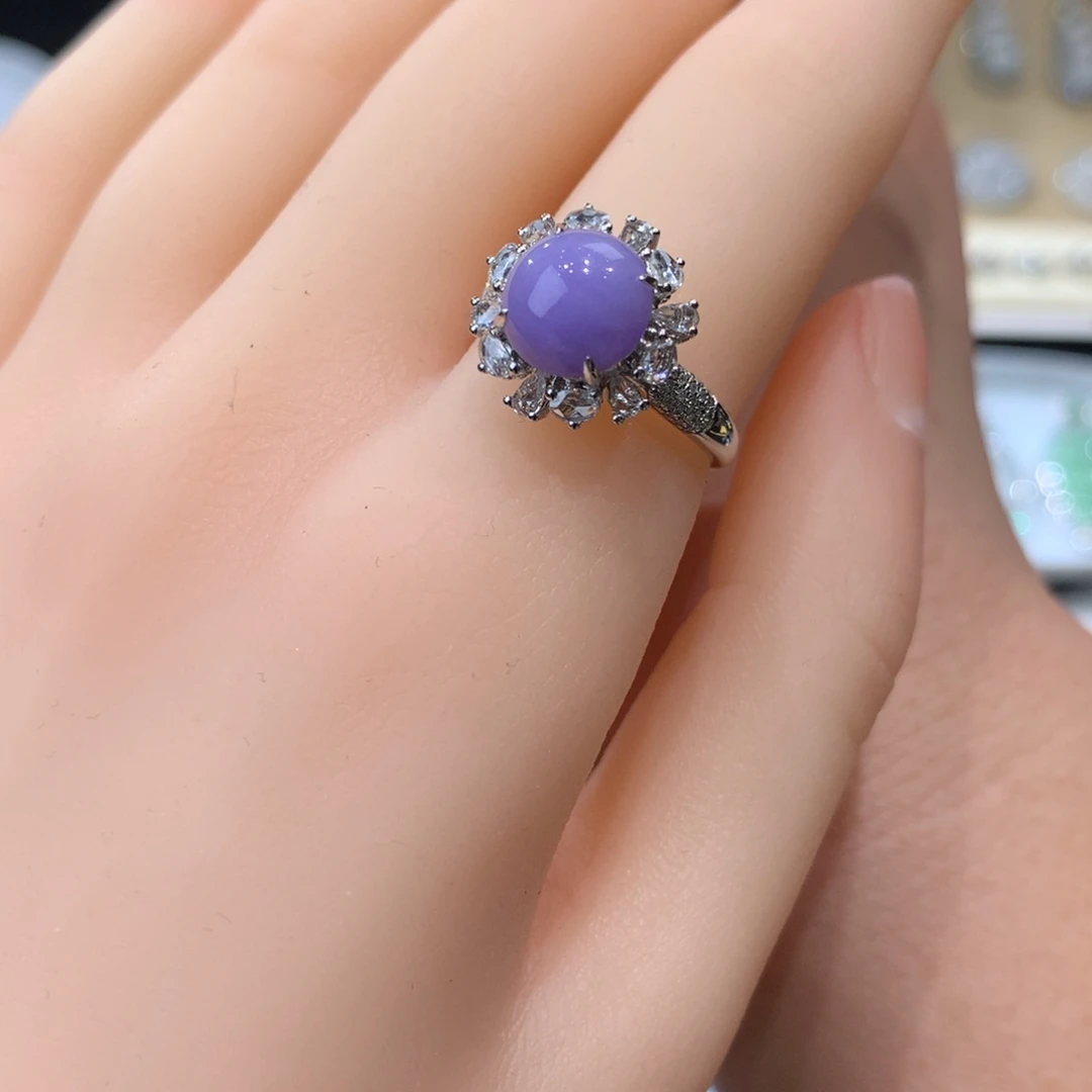 翡翠戒指18K金镶嵌紫罗兰戒指