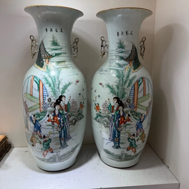 Bcc120d220s18000hh民国人物大瓶一对1-22一只口下磕