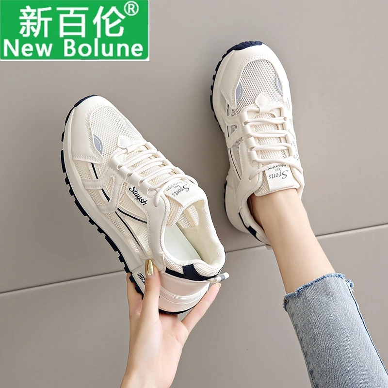 NEW BOLUNE/新百伦女鞋夏季透气2025新款软底网面休闲运动跑步鞋