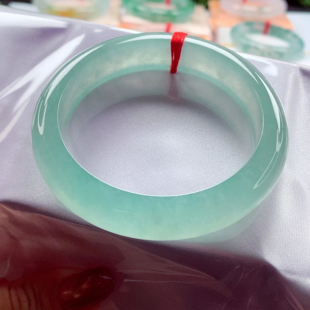 翡翠未镶嵌手镯56 冰蓝晴至纯至净 灵