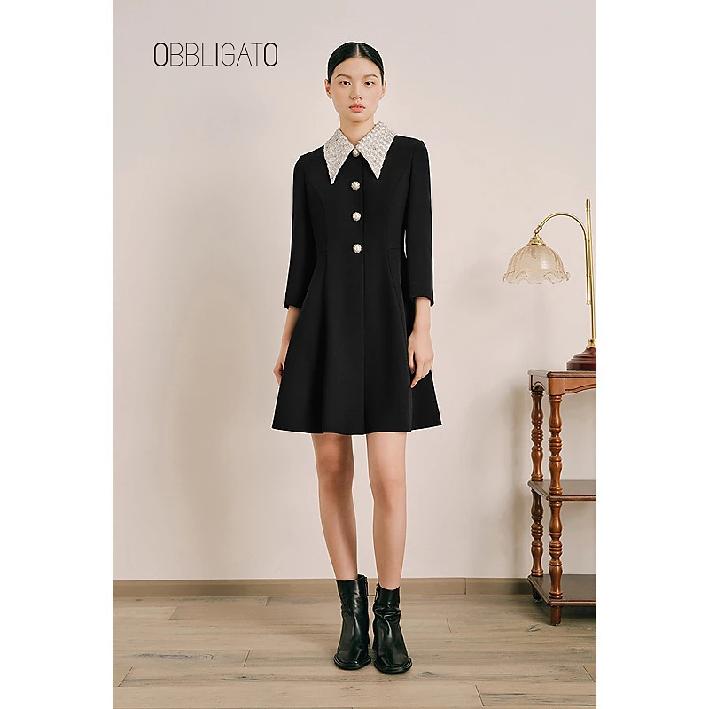 OBBLIGATO奥丽嘉朵1C64105240春季专选银线翻领连衣裙