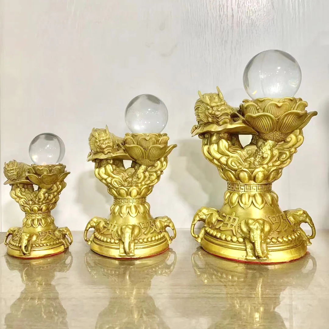 四象莲花水晶阵高档摆件纯黄铜家居化解卫生间污秽轻奢装饰工艺品