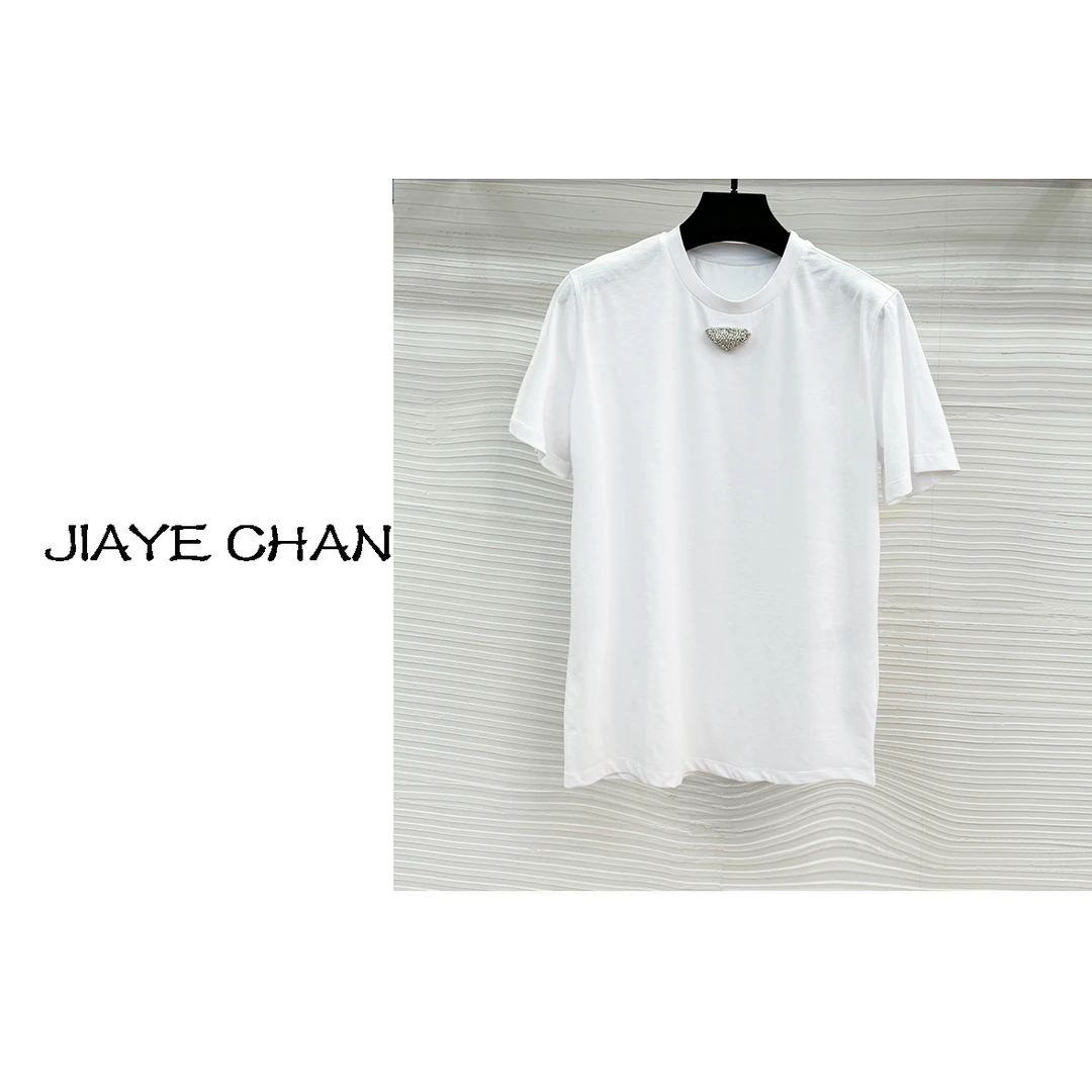 JIAYE CHAN简约设计感纯色圆领短袖T恤