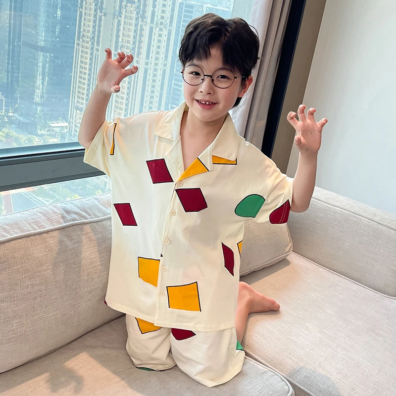 男童夏季空调男孩可爱卡通家居服中大童宽松休闲睡衣男孩薄款套装