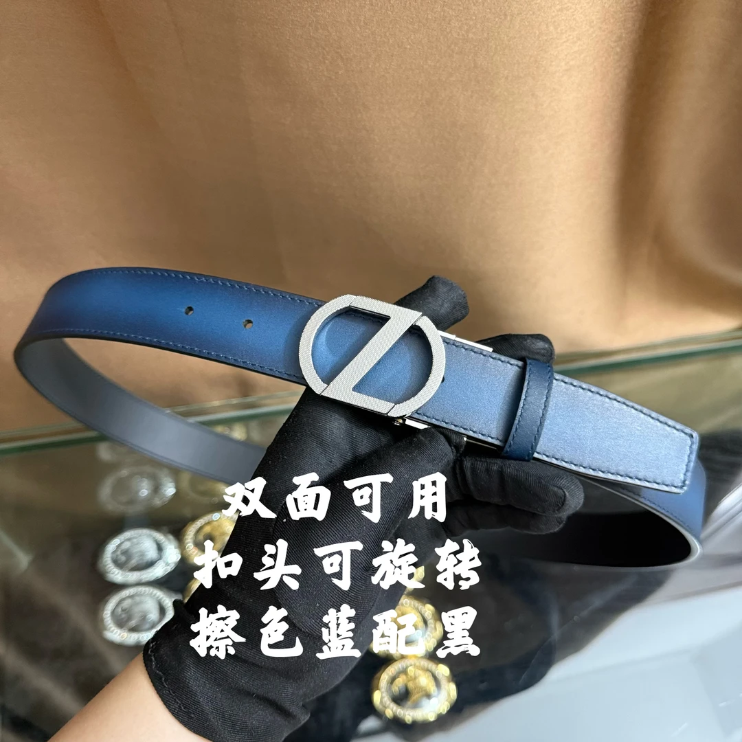 新款男士皮带百搭高档休闲Z字母牛皮腰带青中老年时尚商务年轻潮