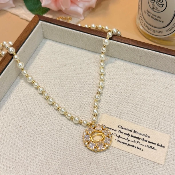 铜合金项链 C471精致气质轻奢时尚百搭小香风法式金色项链