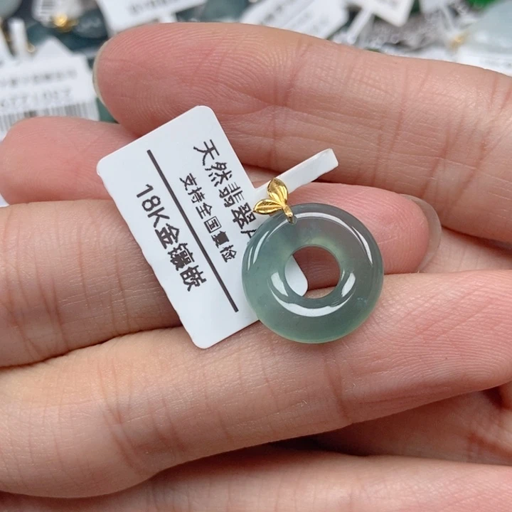 翡翠18K金镶嵌吊坠(不含链)