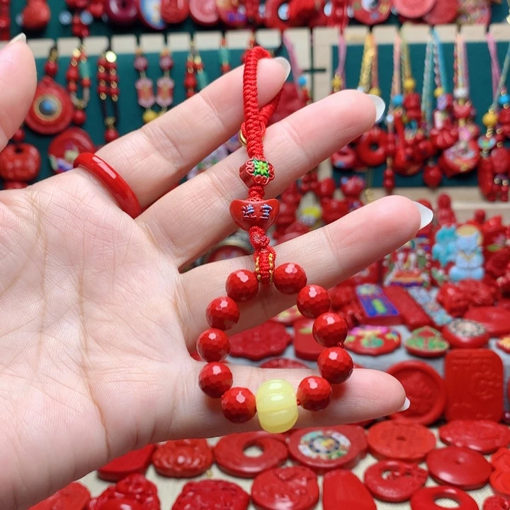 天然辰砂工艺品朱砂钥匙扣
