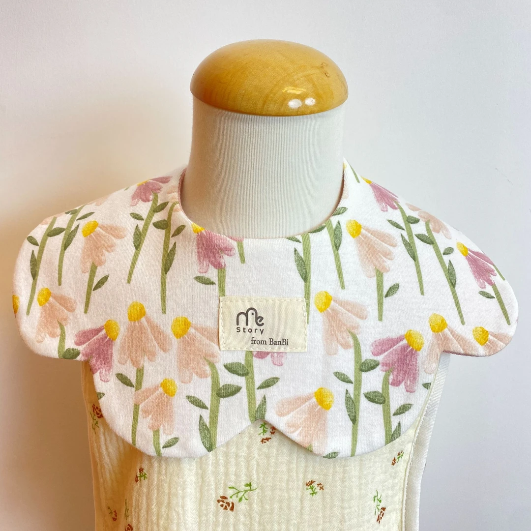 斑比小屋·羽毛球花·婴幼儿花瓣围嘴A类棉防吐奶360度宝宝口水巾