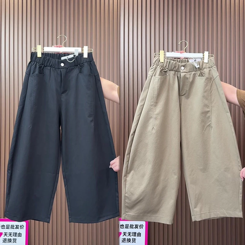 欧货秋季新款休闲裤女裤宽松显瘦弯刀裤时尚百搭阔腿裤高腰九分裤