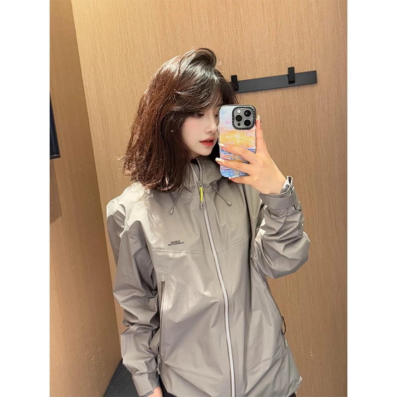 KSKM石灰色冲锋衣外套女2026春秋新款户外三合一情侣徒步登山服男