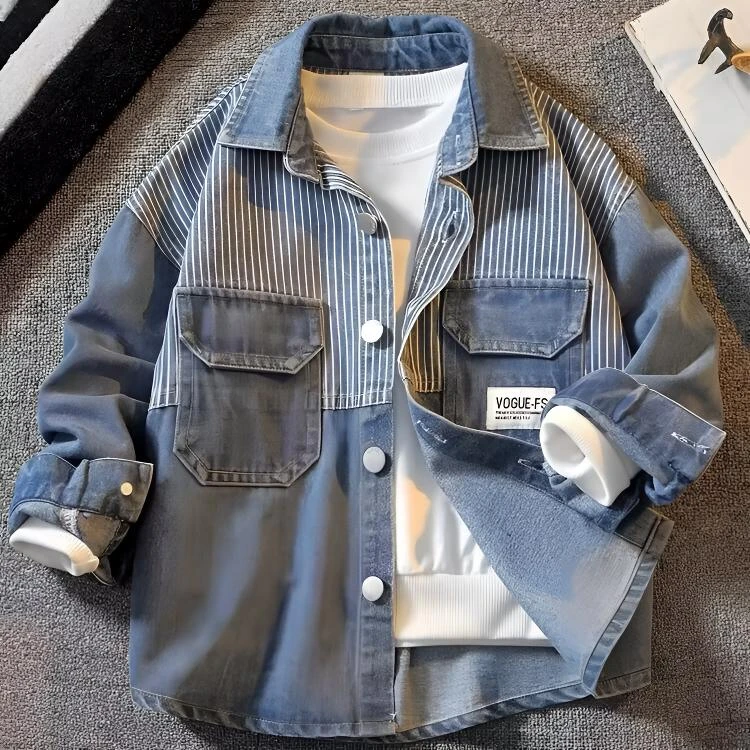 男童牛仔衬衫2024春秋新款儿童长袖外套薄衬衣中大童休闲开衫上衣