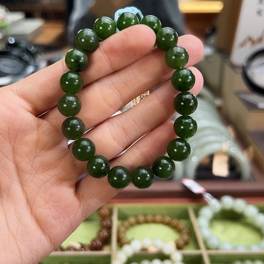 和田玉未镶嵌手串木孜塔格碧玉手串卡10