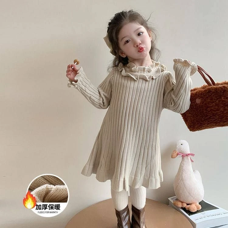 女童针织连衣裙2025新款秋冬装儿童女宝宝公主裙子冬季童装毛衣