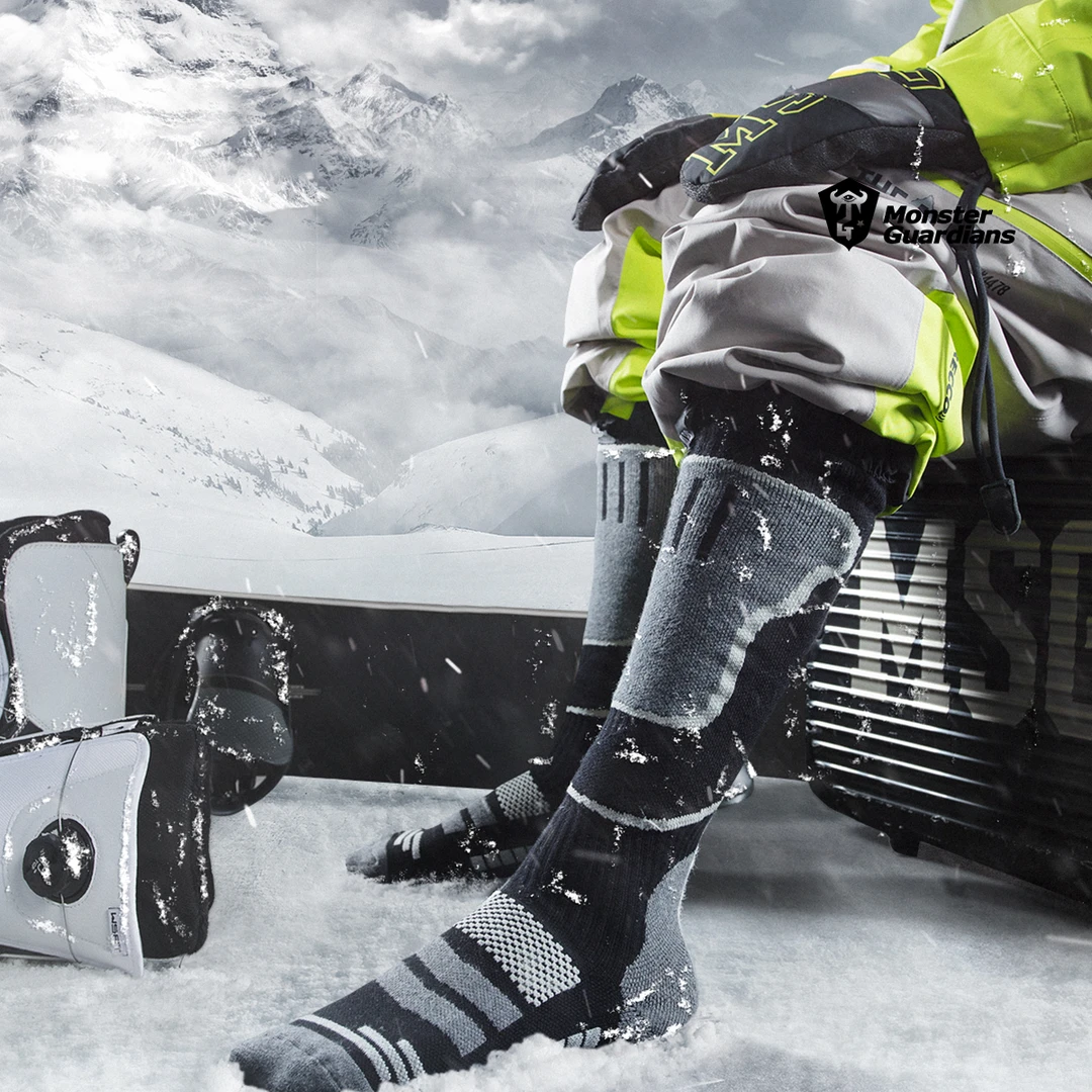 MonsterGuardians品牌定制专业户外滑雪运动高筒暖袜