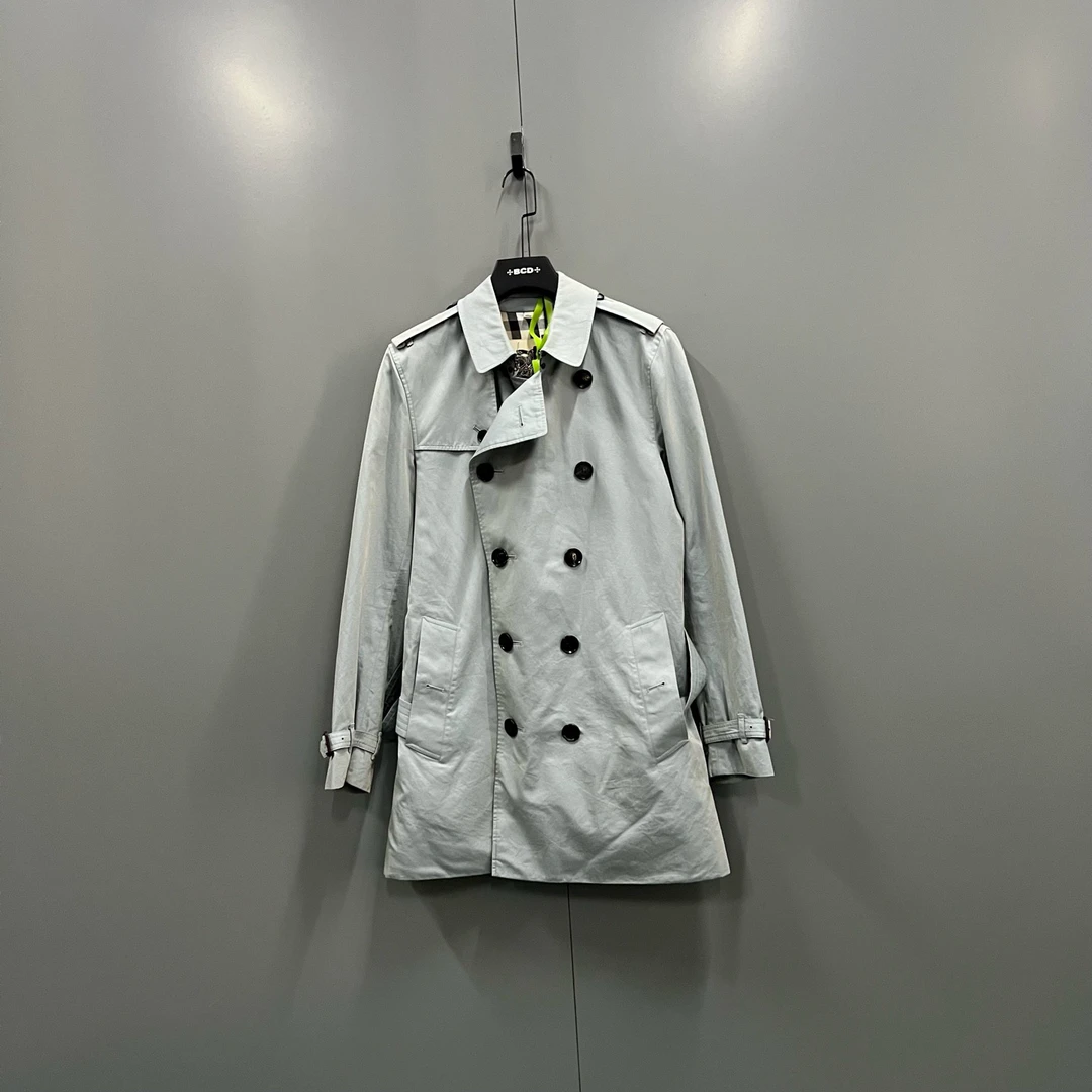 95新 BURBERRY/博柏利 (ll) 纯色双排扣风衣外套 46码/611300