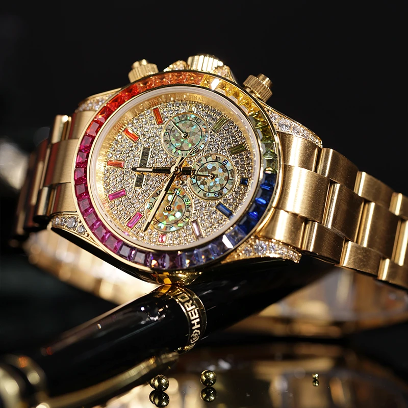 【彩虹迪系列】24k真金真钻全自动机械镶钻腕表-R829