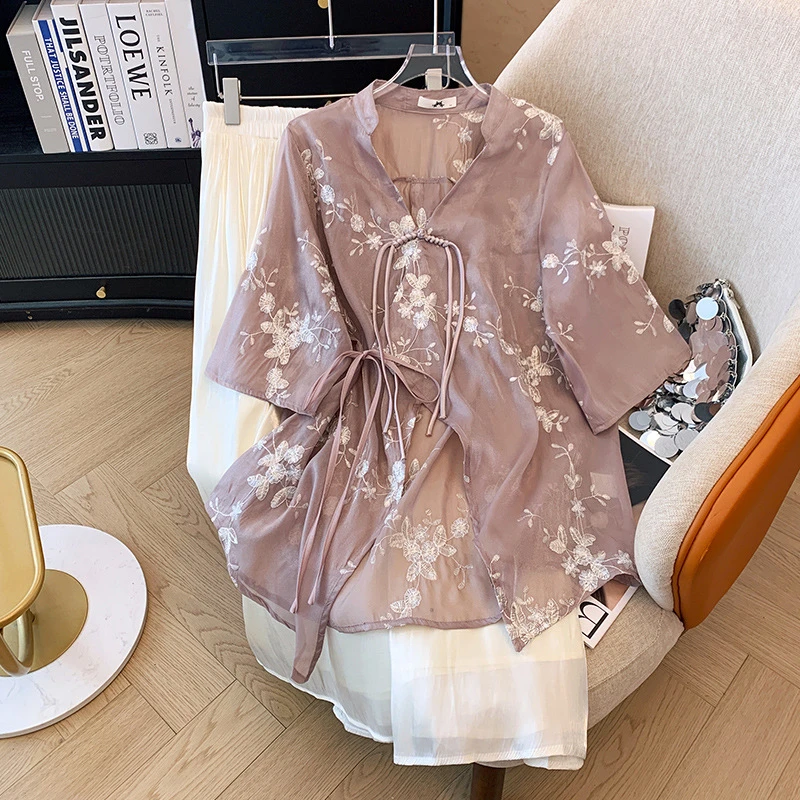 120-300斤大码女装新中式国风盘扣印花连衣裙套装春秋款胖mm气质