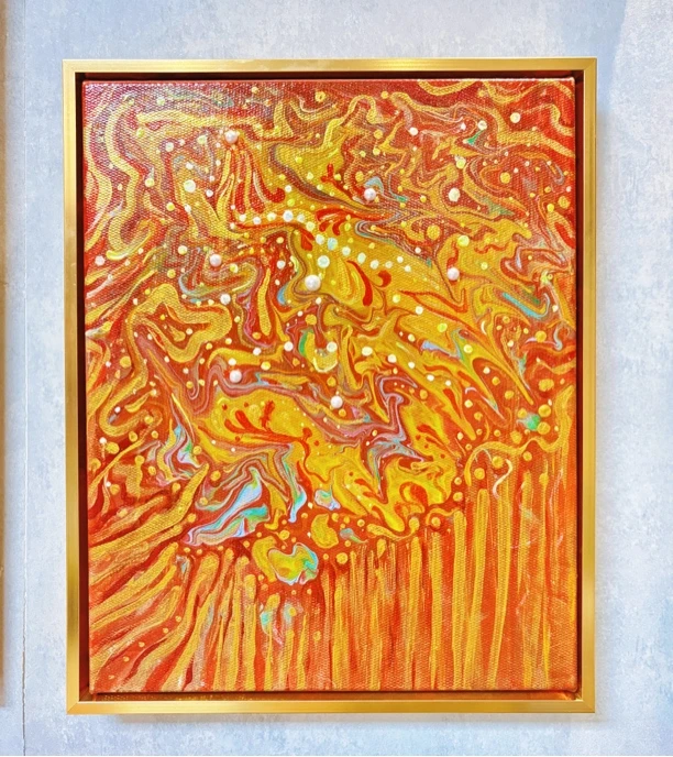 原创综合材料抽象挂画《重生》26×32cm