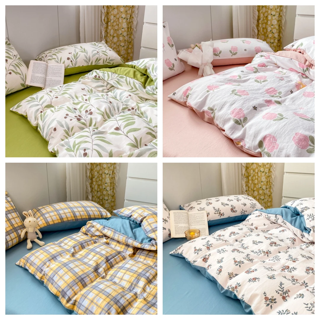 工厂断码清仓/水洗棉亲肤四件套学生宿舍被套单人三件套四季通用