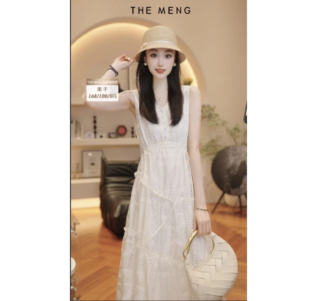 THE MENG【白羽】天丝凉感显瘦气质V领连衣裙#M252G0708+M252G0752