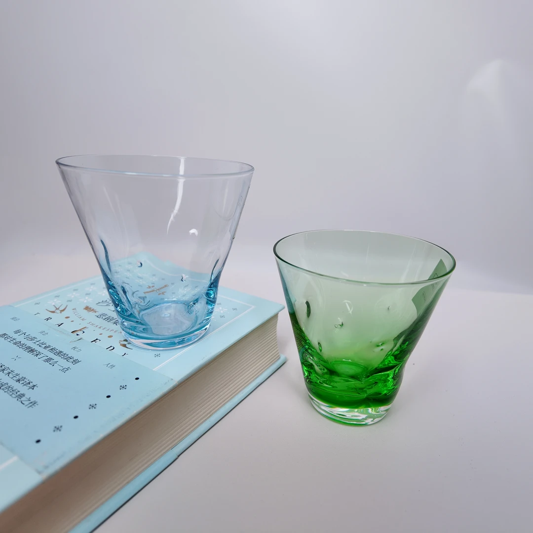 2只欧式无柄无玻璃杯凹纹水杯果汁杯款饮品杯