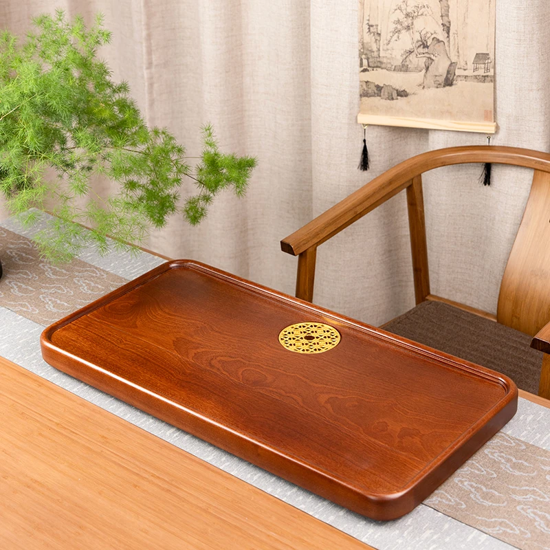锦绣70*35*4.5【花梨色】2025款家用简约平面花梨木整木茶盘
