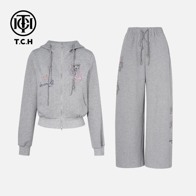 TCH私服烫钻工艺新时尚淑女百搭新潮流套装女T75C07E1032轻奢tch