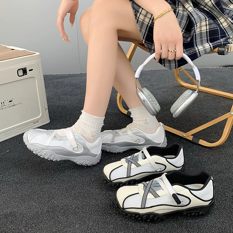 玛丽珍内增高芭蕾德训鞋女2025新款小个子夏季厚底休闲运动鞋凉鞋