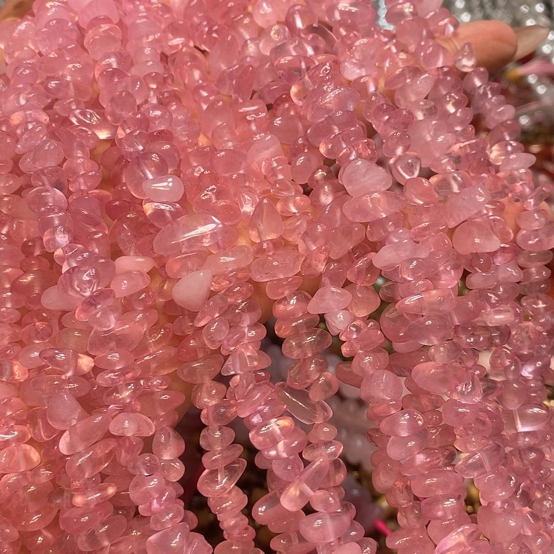 玛瑙/玉髓未镶嵌珠宝半成品天然粉晶绕手4圈