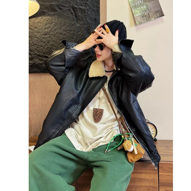 HY1987年后款气质休闲显瘦保暖羽绒皮衣外套复古时尚百搭宽松