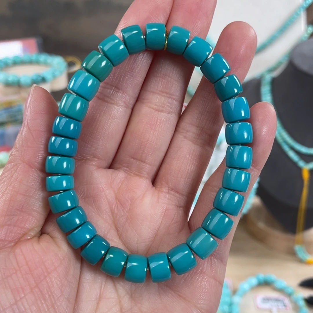 绿松石未镶嵌套链8+精品玉化直切手串