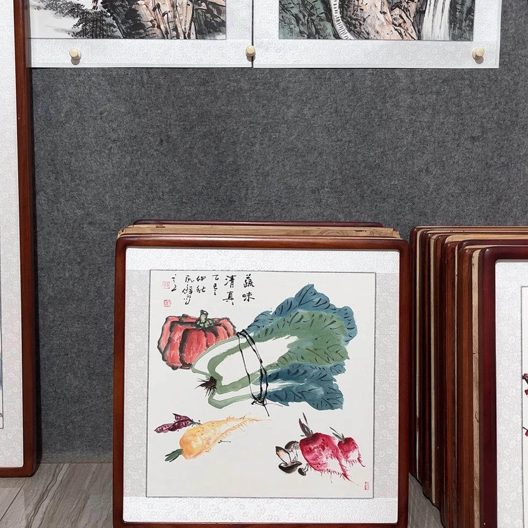 国画书画作品带框63×63