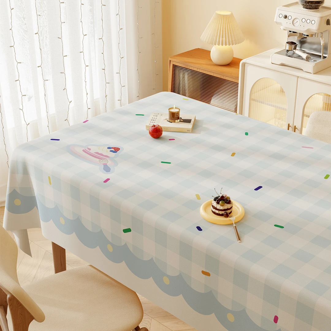 小清新桌布防水防油免洗防烫pvc餐桌桌布ins风长方形格子茶几台布