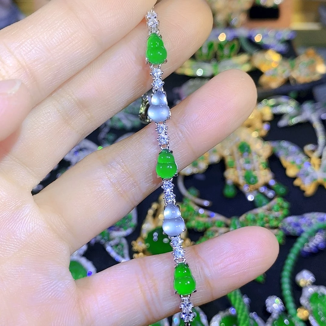 吊坠(不含链)银S925镶嵌翡翠