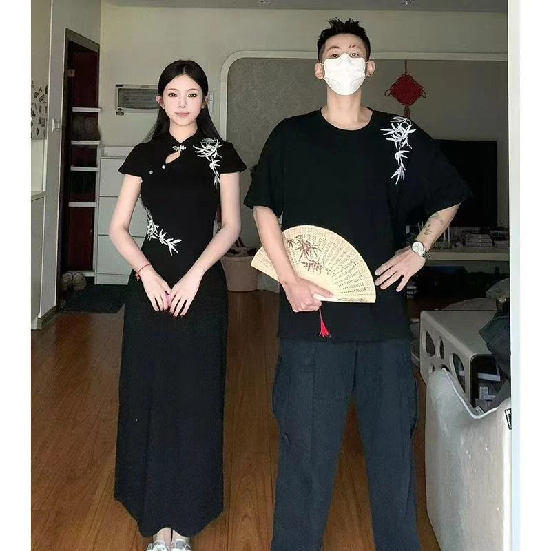 无运险【JIAXUPANG】情侣装旗袍裙+半袖（分开拍）